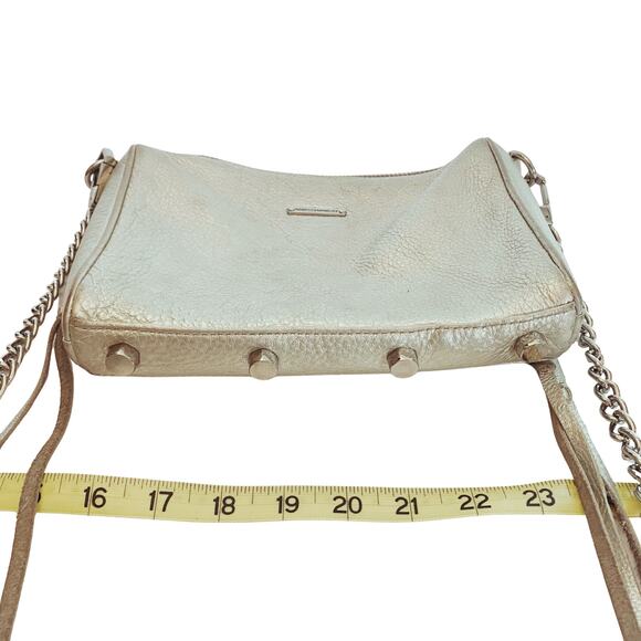 Rebecca Minkoff Metallic Silver Leather Crossbody with Chain Strap - Picture 8 of 9